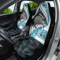 New Zealand Silver Fern Curling Personalised Car Seat Cover Aotearoa Kiwi Ponga Paua Shell Version - Polynesian Pride