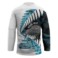 New Zealand Silver Fern Curling Personalised Hockey Jersey Aotearoa Kiwi Ponga Paua Shell Version - Polynesian Pride