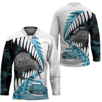 New Zealand Silver Fern Curling Personalised Hockey Jersey Aotearoa Kiwi Ponga Paua Shell Version - Polynesian Pride