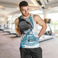 New Zealand Silver Fern Curling Personalised Men Tank Top Aotearoa Kiwi Ponga Paua Shell Version LT14 Black - Polynesian Pride