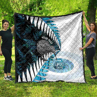 New Zealand Silver Fern Curling Personalised Quilt Aotearoa Kiwi Ponga Paua Shell Version - Polynesian Pride