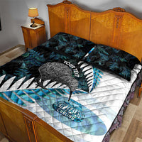 New Zealand Silver Fern Curling Personalised Quilt Bed Set Aotearoa Kiwi Ponga Paua Shell Version - Polynesian Pride