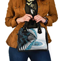 New Zealand Silver Fern Curling Personalised Shoulder Handbag Aotearoa Kiwi Ponga Paua Shell Version LT14 - Polynesian Pride