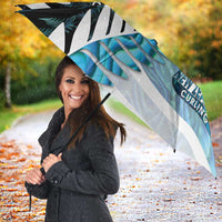 New Zealand Silver Fern Curling Personalised Umbrella Aotearoa Kiwi Ponga Paua Shell Version - Polynesian Pride