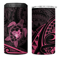 Pink Black Polynesia Floral Sea Turtle 4 in 1 Can Cooler Tumbler - Polynesian Pride