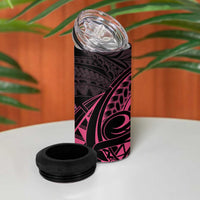Pink Black Polynesia Floral Sea Turtle 4 in 1 Can Cooler Tumbler - Polynesian Pride