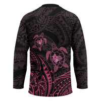 Pink Black Polynesia Floral Sea Turtle Hockey Jersey - Polynesian Pride