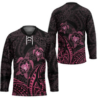 Pink Black Polynesia Floral Sea Turtle Hockey Jersey - Polynesian Pride
