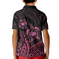 Pink Black Polynesia Floral Sea Turtle Kid Polo Shirt LT14 - Polynesian Pride
