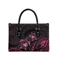 Pink Black Polynesia Floral Sea Turtle Leather Bag LT14 - Polynesian Pride