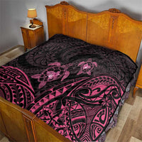 Pink Black Polynesia Floral Sea Turtle Quilt - Polynesian Pride