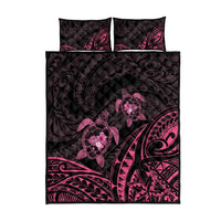 Pink Black Polynesia Floral Sea Turtle Quilt Bed Set LT14 - Polynesian Pride