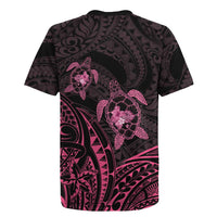 Pink Black Polynesia Floral Sea Turtle Rugby Jersey LT14 - Polynesian Pride