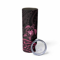 Pink Black Polynesia Floral Sea Turtle Skinny Tumbler LT14 - Polynesian Pride
