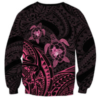 Pink Black Polynesia Floral Sea Turtle Sweatshirt LT14 - Polynesian Pride