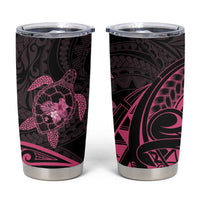 Pink Black Polynesia Floral Sea Turtle Tumbler Cup LT14 Black - Polynesian Pride