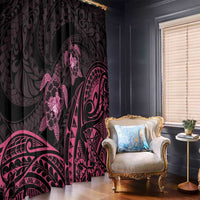 Pink Black Polynesia Floral Sea Turtle Window Curtain LT14 - Polynesian Pride