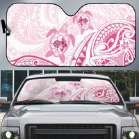 Pink White Polynesia Floral Sea Turtle Auto Sun Shade - Polynesian Pride