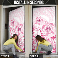 Pink White Polynesia Floral Sea Turtle Door Cover - Polynesian Pride