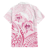 Pink White Polynesia Floral Sea Turtle Hawaiian Shirt - Polynesian Pride