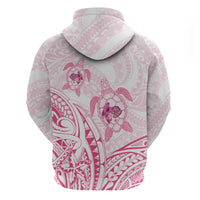 Pink White Polynesia Floral Sea Turtle Hoodie - Polynesian Pride