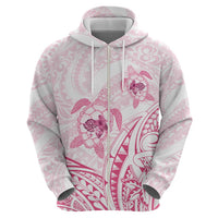 Pink White Polynesia Floral Sea Turtle Hoodie - Polynesian Pride