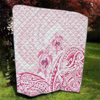 Pink White Polynesia Floral Sea Turtle Quilt - Polynesian Pride