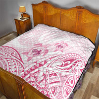 Pink White Polynesia Floral Sea Turtle Quilt - Polynesian Pride