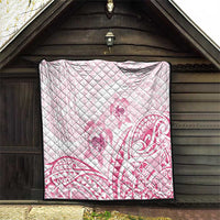 Pink White Polynesia Floral Sea Turtle Quilt - Polynesian Pride