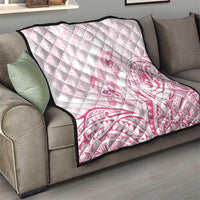 Pink White Polynesia Floral Sea Turtle Quilt - Polynesian Pride