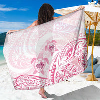 Pink White Polynesia Floral Sea Turtle Sarong - Polynesian Pride