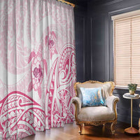 Pink White Polynesia Floral Sea Turtle Window Curtain - Polynesian Pride