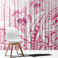 Pink White Polynesia Floral Sea Turtle Window Curtain - Polynesian Pride