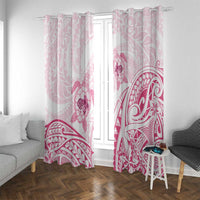 Pink White Polynesia Floral Sea Turtle Window Curtain - Polynesian Pride