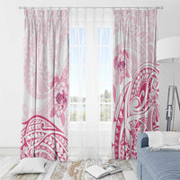 Pink White Polynesia Floral Sea Turtle Window Curtain - Polynesian Pride