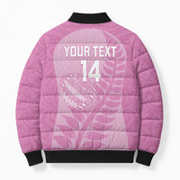 Custom New Zealand Silver Fern Rugby 2025 Bomber Puffer Jacket All Black Aotearoa Maori Pink - Polynesian Pride