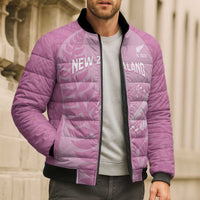 Custom New Zealand Silver Fern Rugby 2025 Bomber Puffer Jacket All Black Aotearoa Maori Pink - Polynesian Pride