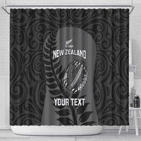 Custom New Zealand Silver Fern Rugby 2025 Shower Curtain Go Champions Aotearoa Maori Black
