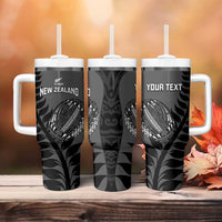 Custom New Zealand Silver Fern Rugby 2025 Tumbler With Handle Go Champions Aotearoa Maori Black