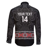 Custom New Zealand Silver Fern Rugby Family Matching Off The Shoulder Long Sleeve Dress and Hawaiian Shirt All Black Maori Taniko Pattern