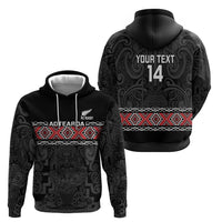 Custom New Zealand Silver Fern Rugby Hoodie All Black Maori Taniko Pattern