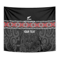 Custom New Zealand Silver Fern Rugby Tapestry All Black Maori Taniko Pattern