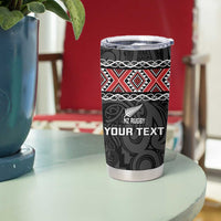 Custom New Zealand Silver Fern Rugby Tumbler Cup All Black Maori Taniko Pattern