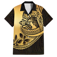 Philippines Eagle Sun Family Matching Puletasi and Hawaiian Shirt Filipino Agila Polynesian Tattoo Gold Color LT14 Dad's Shirt - Short Sleeve Gold - Polynesian Pride