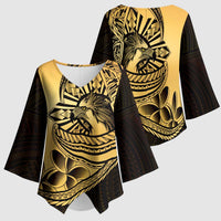 Philippines Eagle Sun Kimono Sleeve Blouse Filipino Agila Polynesian Tattoo Gold Color LT14 - Polynesian Pride