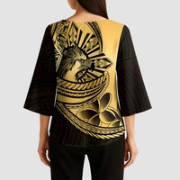Philippines Eagle Sun Kimono Sleeve Blouse Filipino Agila Polynesian Tattoo Gold Color LT14 - Polynesian Pride