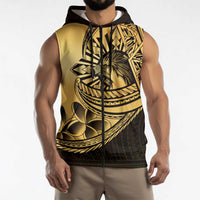Philippines Eagle Sun Sleeveless Zip Hoodie Filipino Agila Polynesian Tattoo Gold Color LT14 - Polynesian Pride