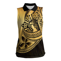 Philippines Eagle Sun Women Sleeveless Polo Shirt Filipino Agila Polynesian Tattoo Gold Color