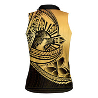Philippines Eagle Sun Women Sleeveless Polo Shirt Filipino Agila Polynesian Tattoo Gold Color