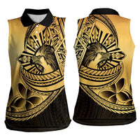 Philippines Eagle Sun Women Sleeveless Polo Shirt Filipino Agila Polynesian Tattoo Gold Color